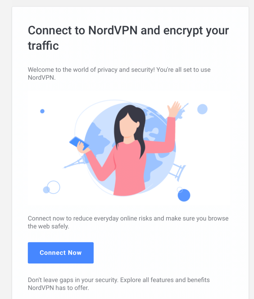 NordVPNからアカウント作成完了メールが届く。